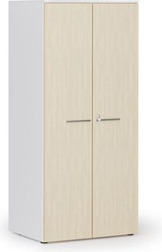 Kancelárska policová skriňa PRIMO WHITE s dverami, 1781 x 800 x 600 mm, biela/breza