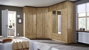 Šatníková skriňa so zrkadlom Case, 181 cm, dub artisan