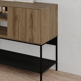 Komoda v dekore duba v čierno-prírodnej farbe 180x80x40 cm Amira – Marckeric