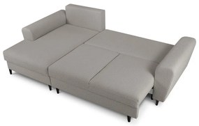 Svetlosivá rozkladacia/s úložným priestorom rohová pohovka z textílie buklé (ľavý roh/s leňoškou) Kyoto – Cosmopolitan Design