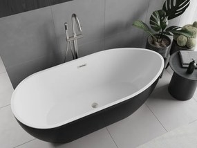 Mexen Eos, voľne stojaca vaňa 170 x 75 cm, biela-čierna, brúsená oceľ prepad, 52471707575-97