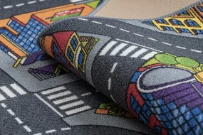 Detský koberec REBEL ROADS Urban life 97 Metropolis, ulice protišmykový - sivý