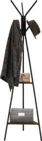 Drevený vešiakový stojan na kabáty v tvare stromu, rustikálna hnedá farba