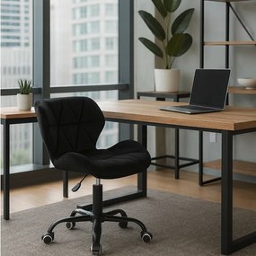 Ergonomická kancelárska otočná stolička – zamat čierna