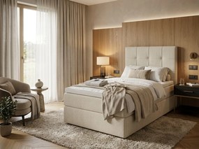Čalúnená posteľ boxspring DIRELIS VIBE 90x200 cm krémová Matrac: Matrac Bonell pružinový