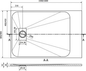 Mexen Hugo, SMC obdĺžniková sprchová vanička 150 x 90 cm, biela, 42109015