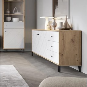 Komoda SULA dub artisan/biela