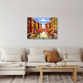Sklenený obraz - Olejomaľba mesta III. (70x50 cm)