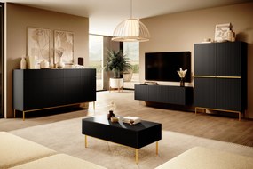 Závesný TV stolík Nicole 150 cm - čierny / čierny mat