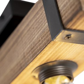 Inteligentné priemyselné stropné svietidlo drevo s oceľou vrátane 4 WiFi A60 - Reena