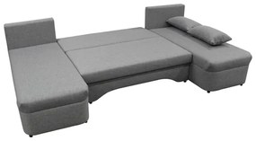 Univerzálna rozkladacia rohová sedacia súprava s úložným priestorom vo tvare U ALMEIDA sivá