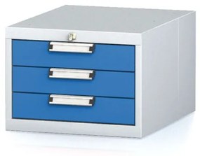 Alfa 3 Závesný dielenský box na náradie k pracovným stolom MECHANIC, 3 zásuvky, 480 x 600 x 351 mm, modré dvere