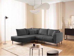 Tmavosivá ženilková rohová pohovka (ľavý roh/do L) Mauris – Ropez