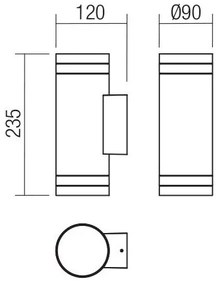 Redo 90518 - Vonkajšie nástenné svietidlo CARGO 2xGU10/28W/230V IP54 antracit