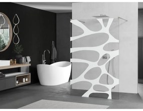 Mexen Kioto, sprchová zástena Walk-In 120 x 200 cm, 8mm číre sklo biely vzor, brúsená oceľ profil, 800-120-002-97-97