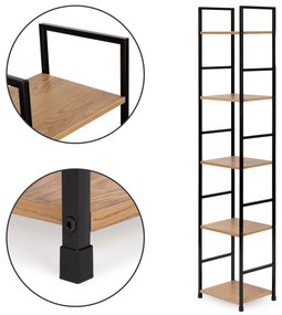 ModernHome MULTISTORE Moderný drevený regál, kovový rám LOFT - 5 políc