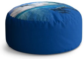 Taburet Circle delfíny vo vlnách, modrá