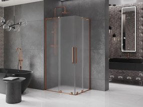 Mexen Velar L Duo, sprchový kút s posuvnými dverami 90 x 80 cm, 8mm sklo námraza, ružové zlato, 871-090-080-02-33-60