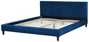 Zamatová posteľ 180 x 200 cm tmavomodrá FITOU Beliani