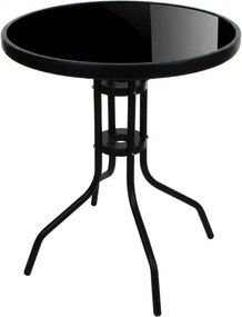 Okrúhly záhradný stôl so sklenenou doskou ISLAND BLACK 60 cm, čierny