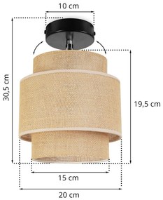 Bodové svietidlo Boho, 1x jutové tienidlo, (výber z 2 farieb konštrukcie), (možnosť polohovania)