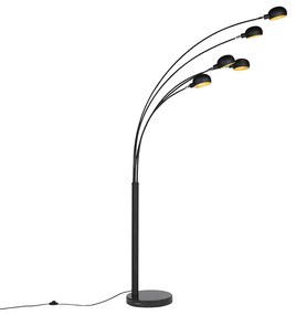 Dizajnová stojaca lampa čierna 5-svetlo - Sixties Marmo
