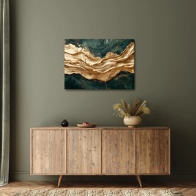 Obraz - Zelená abstrakcia so zlatom II. (70x50 cm)