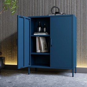 Skrinka do obývačky s policami VITO, 800 x 1015 x 400 mm, Modern: tmavomodrá farba