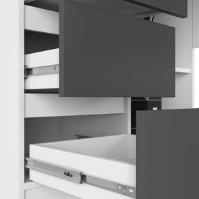 Rohový písací stôl B16 124 cm bílý/šedý levý