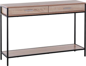 HOMCOM Konsolový stolík s industriálnym štýlom a zásuvkami so oceľovou konštrukciou na chodbu 120x30x81.5 cm Dub | Aosom