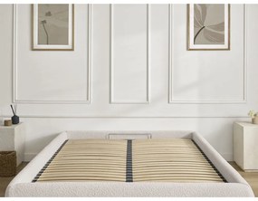 Biela čalúnená dvojlôžková posteľ s úložným priestorom/bez čela s roštom 160x200 cm Inera – Bobochic Paris