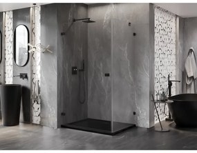 Mexen Lunar-B, sklápací sprchový kút ľavý 95 x 90 cm, 8mm číre sklo, čierny profil, 832-095-090-70-00-L