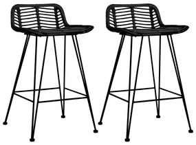 Barové stoličky 2 ks čierne, ratan 285233