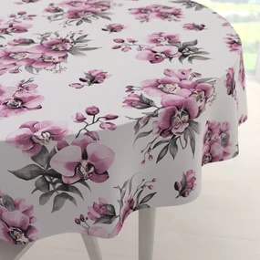 Biante Bavlnený okrúhly obrus Sandra SA-623 Lila orchidey na bielom Ø 50 cm