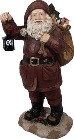 Veľká dekoratívna figúrka Santa Claus s darčekmi a lucernou - 37*39*82 cm