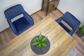 Set dvoch jedálenských stoličiek AMALFI zamat modré (čierne nohy) 2ks