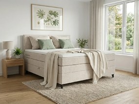 Čalúnená posteľ boxspring BRIANA 180x200 cm krémová Matrac: Matrac Bonell pružinový