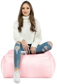 Metalická taburetka ružová ekokoža