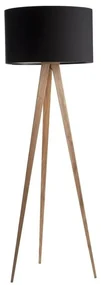 Čierna lampa s drevenými nohami Zuiver Tripod Wood