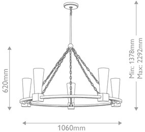 Elstead KRISTY5-DG-OPAL - Luster na tyči KRISTY 5xE27/40W/230V medený