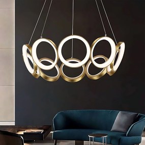 Toolight Toolight, LED závesné svietidlo 80cm, 70W, 4000K, 3269lm, APP1800-CP, zlatá matná, OSW-09667