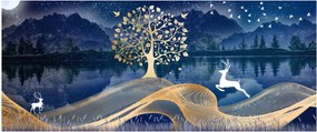 Obraz jeleňov pri splne (120x50 cm)