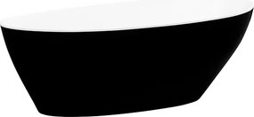 Besco Voľne stojaca vaňa z liateho mramoru Goya BW Matt 140x62 (160x70, 170x72) BESCO-Typ výpuste: Click-Clack s vrchným čistením, grafit, BESCO-Rozm…