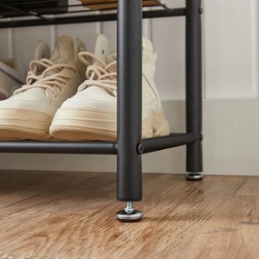 Kovová predsieňová stena INDUSTRY 175 cm, čierna/svetlohnedá