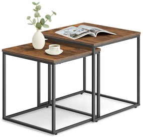 Súprava 2ks konferenčných stolíkov QUADRO, dekor rustikálne hnedá