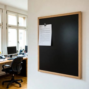 Toptabule.sk Čierna magnetická popisná tabuľa NATURE LINE v drevenom ráme SVETLÝ DUB 120x90 cm