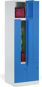 Kovová šatníková skrinka S1 Z, 4 oddiely, 1850 x 600 x 500 mm, demont, zámok s čítačkou RFID kariet, tmavosivé dvere