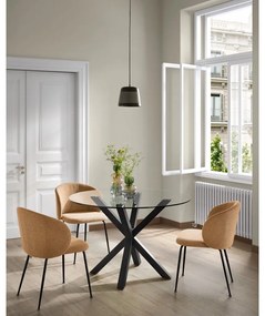 Guľatý jedálenský stôl so sklenenou doskou Kave Home, ø 119 cm