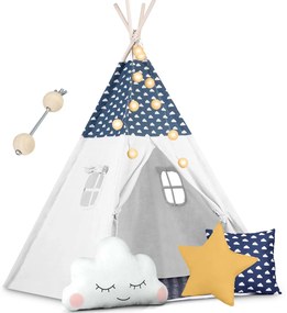 Detský stan Tepee so svetlami Nukido - námornícka modrá
