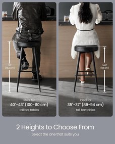 Sada 2 ks barových stoličiek, syntetická koža s prešívaním, čierne